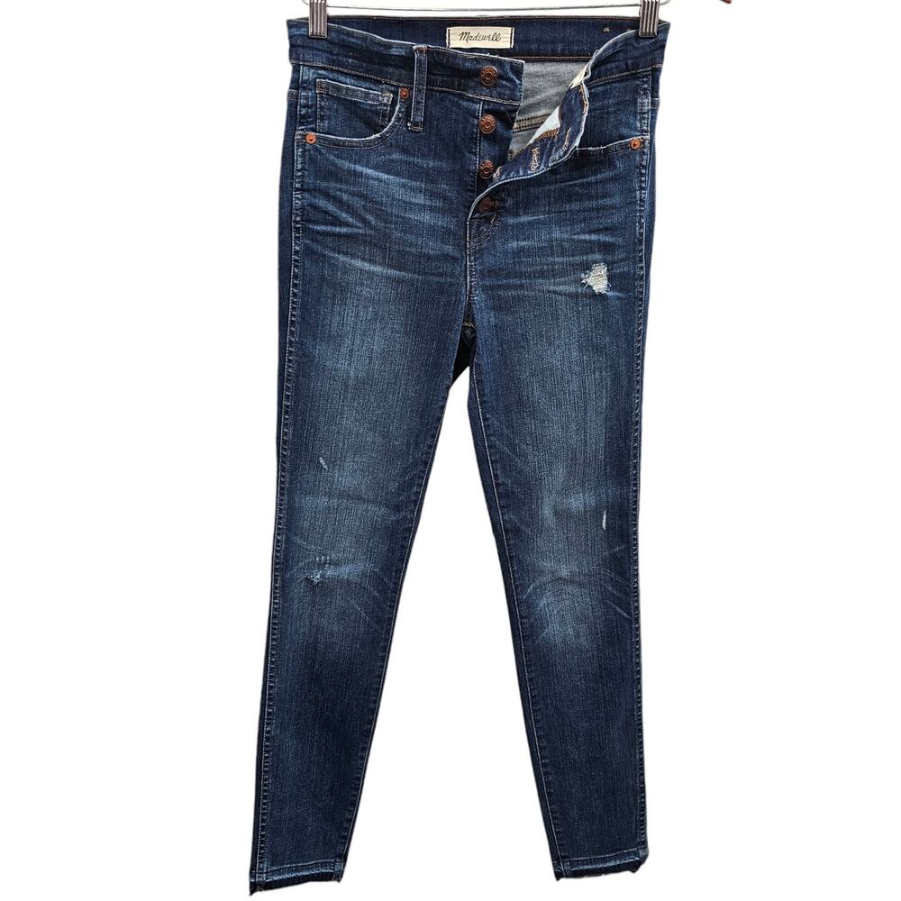 Madewell Skinny Jeans Womens 26 Blue Denim High Rise Distressed Stretch